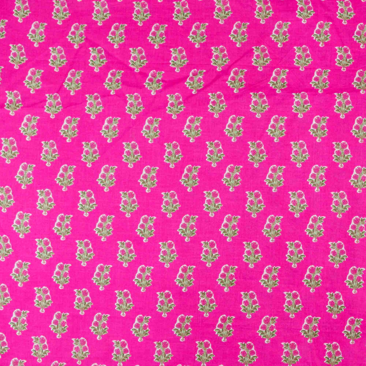 Screen Printed 100 % Cotton Fabric - Flower Buti On Pink (Design 809)