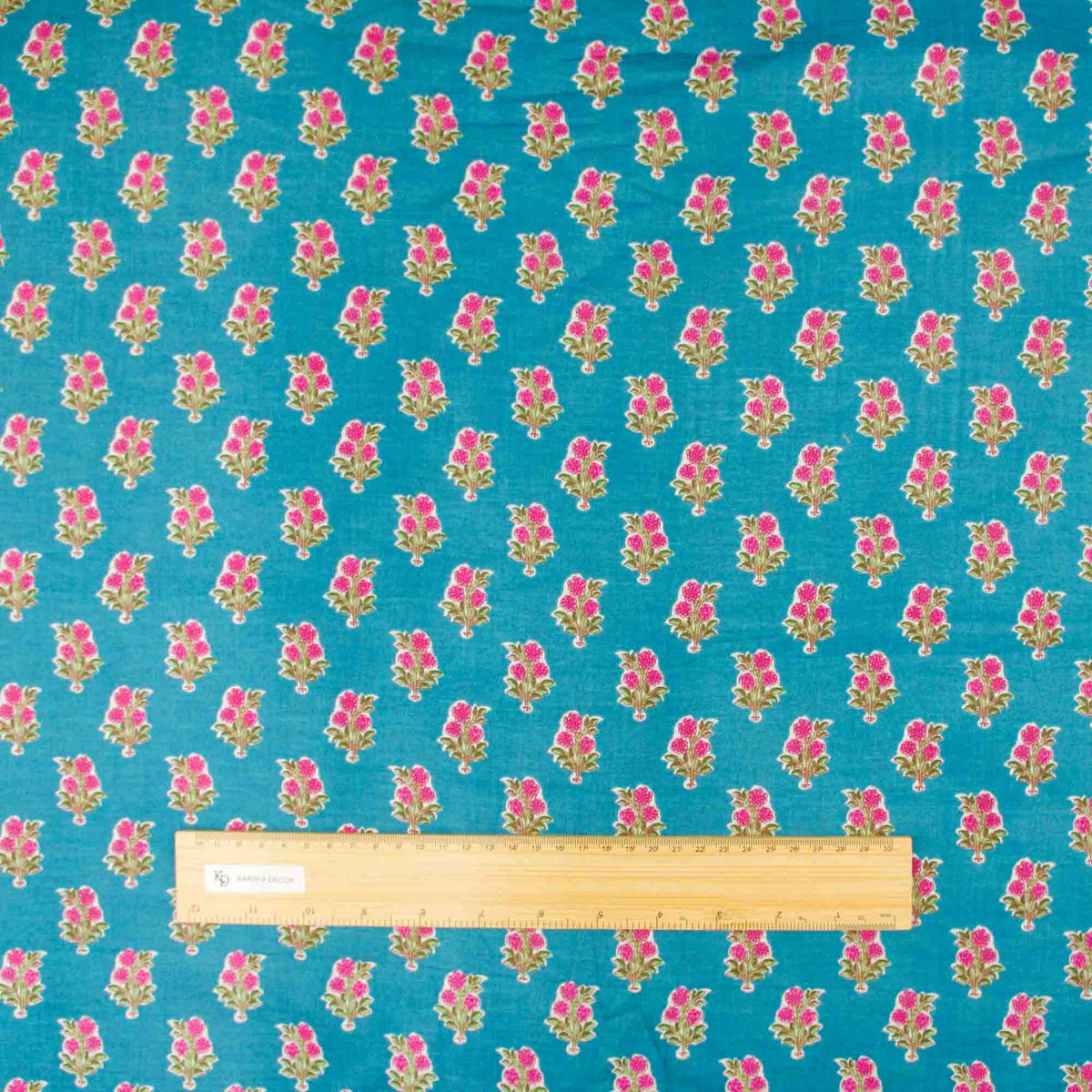 Indischer Handblockdruck Dunkelblaues Blumenmuster 100 % Baumwolle Damenkleid Stoffdesign 16