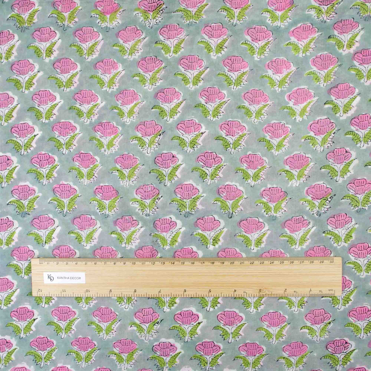Indian Hand Block Printed 100 % Cotton Fabric- Tulip Charm (Design 823)
