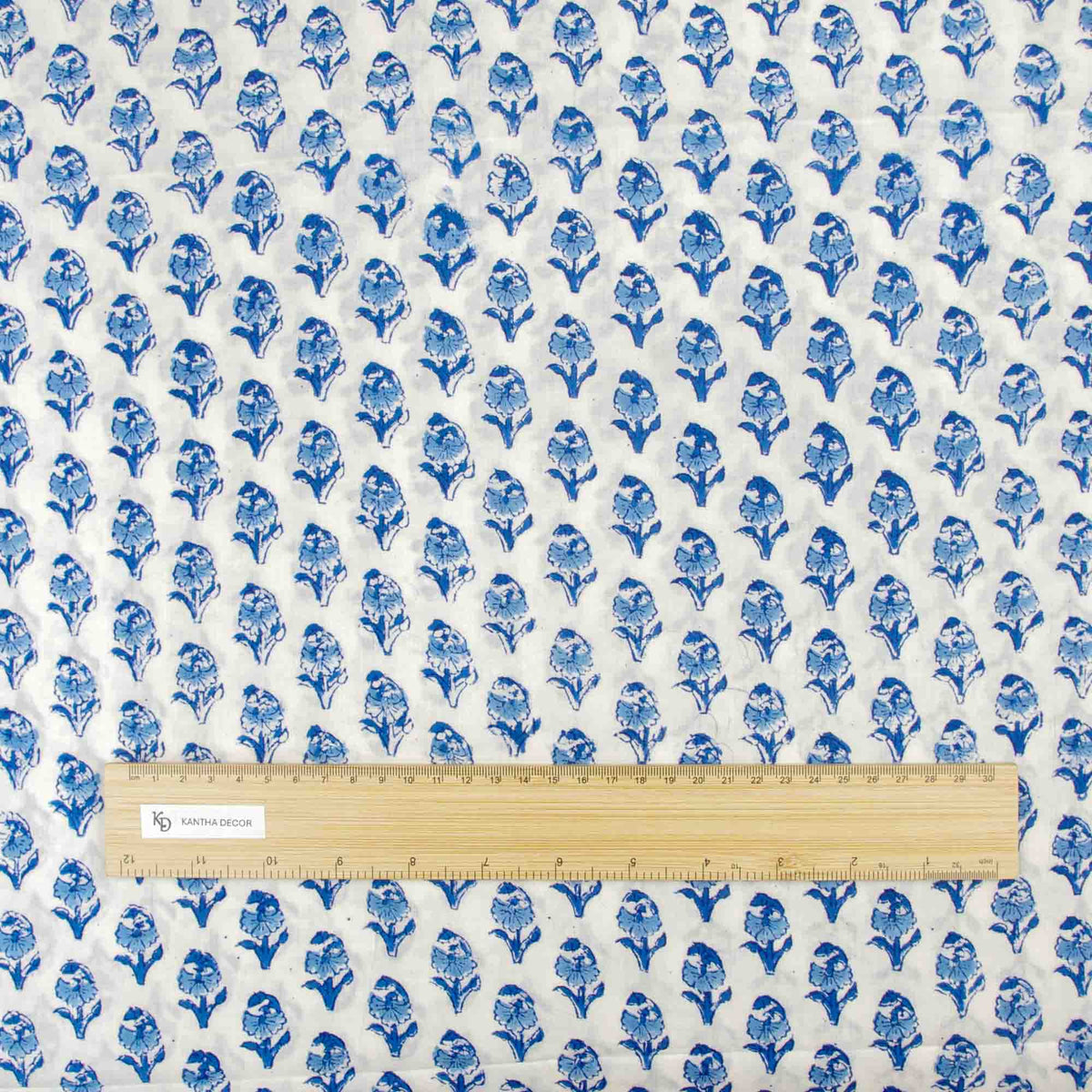 Indian Hand Block Printed 100 % Cotton Fabric- Cobalt Blue Petal Mist (Design 828)