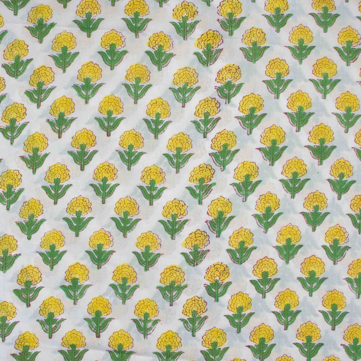 Indian Hand Block Printed 100 % Cotton Fabric- Sunlit Bloom Buti (Design 832)