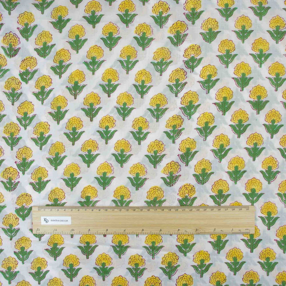 Indian Hand Block Printed 100 % Cotton Fabric- Sunlit Bloom Buti (Design 832)
