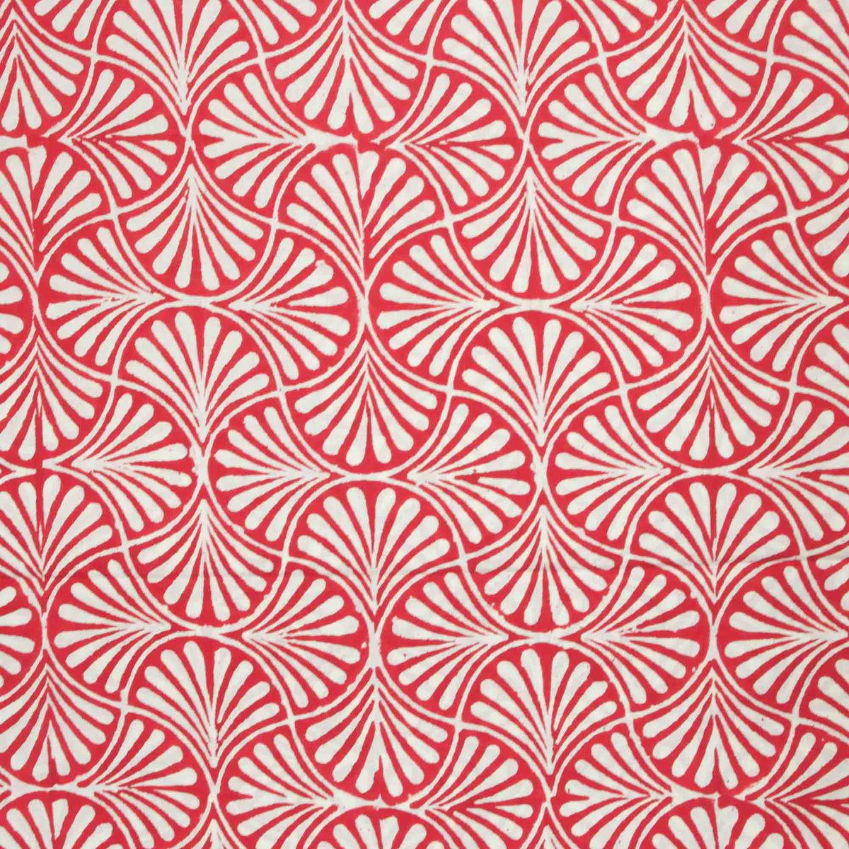 Indian Hand Block Printed 100 % Cotton Fabric- Scarlet Shell Motif (Design 844)