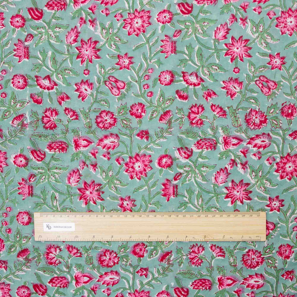 Indischer Handblockdruck Dunkelblaues Blumenmuster 100 % Baumwolle Damenkleid Stoffdesign 16