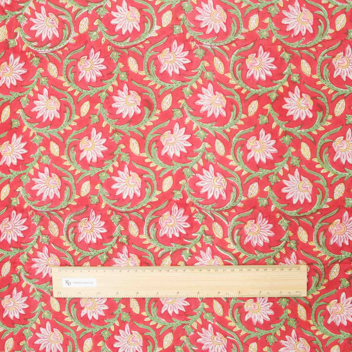 Indischer Handblockdruck Dunkelblaues Blumenmuster 100 % Baumwolle Damenkleid Stoffdesign 16