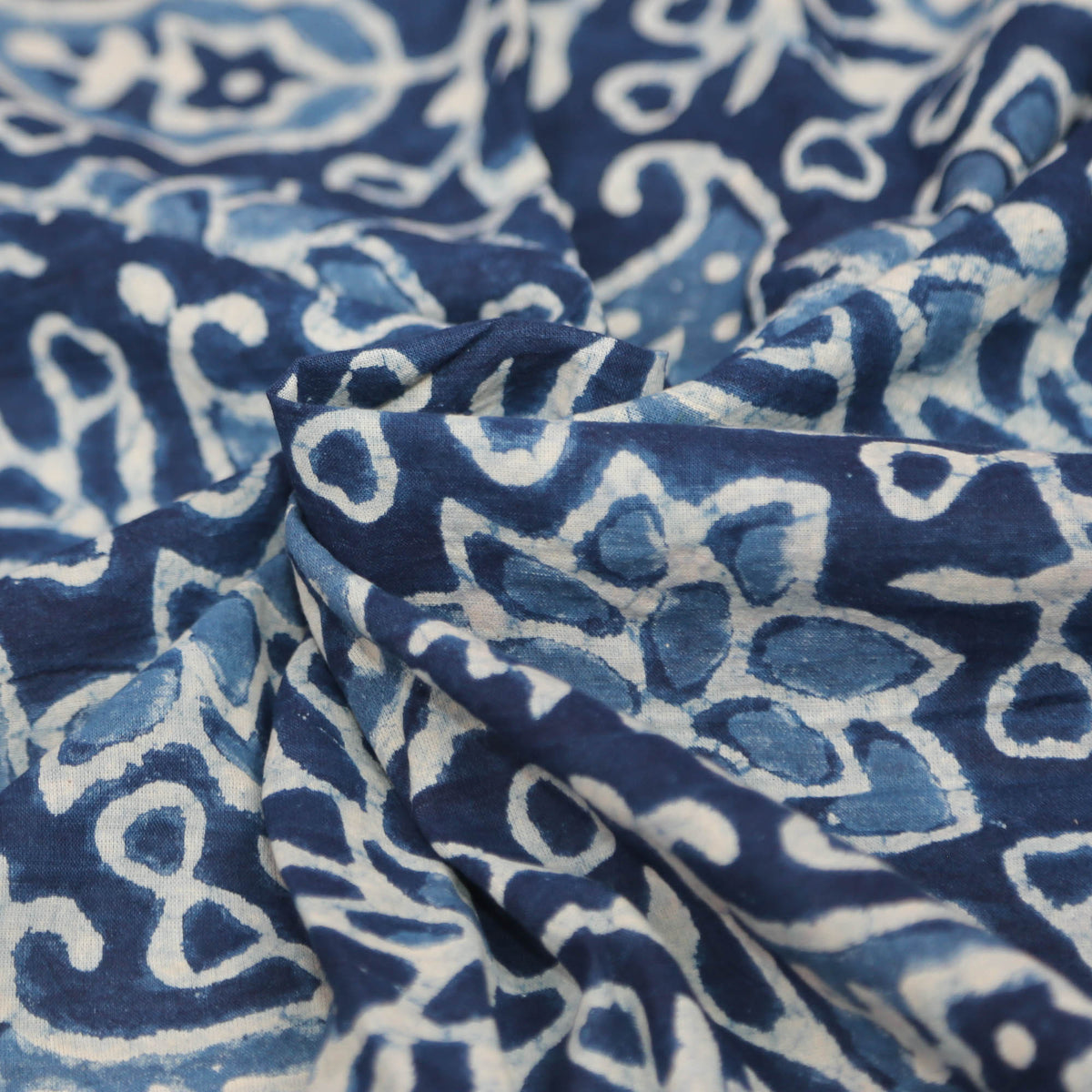 Block Print Fabric -Paisley Floral Indigo( Design 487)