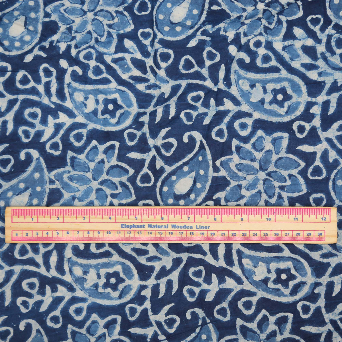 Block Print Fabric -Paisley Floral Indigo( Design 487)