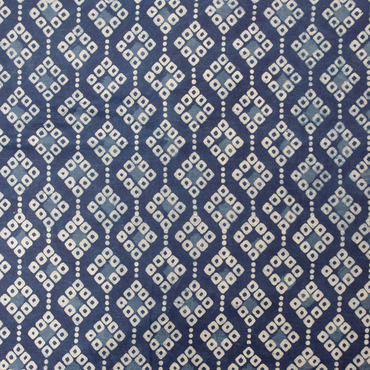 Hand Block Printed Dabu Natural Indigo Bandhani Dots 100% Cotton Fabric Design 422