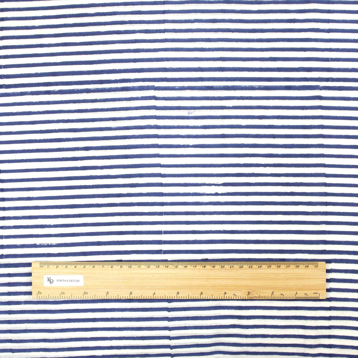 Indian Hand Block Blue White Stripped Print 100% Cotton Women Dress Fabric Design 700