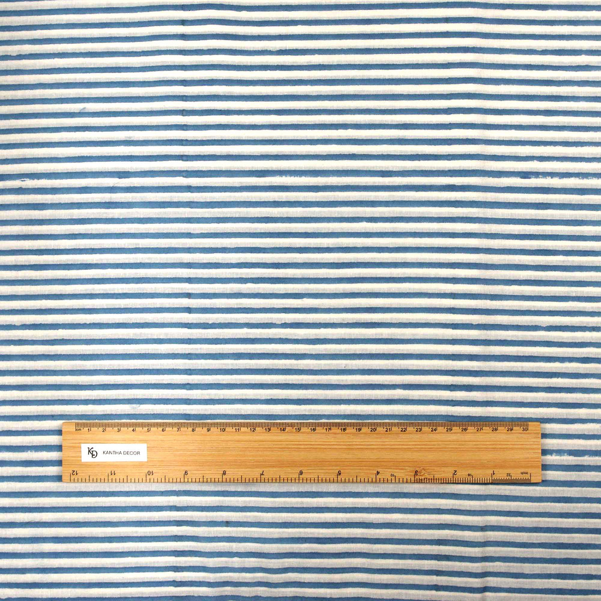 Indian Hand Block Grey White Stripped 100% Cotton Women Dress Fabric Design 701