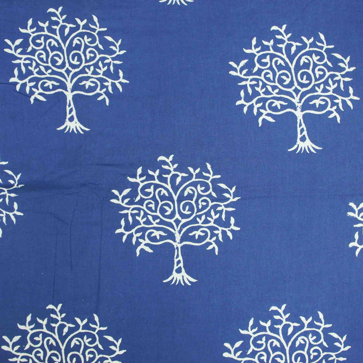 Indigo White Tree Block Print Fabric - Design 796