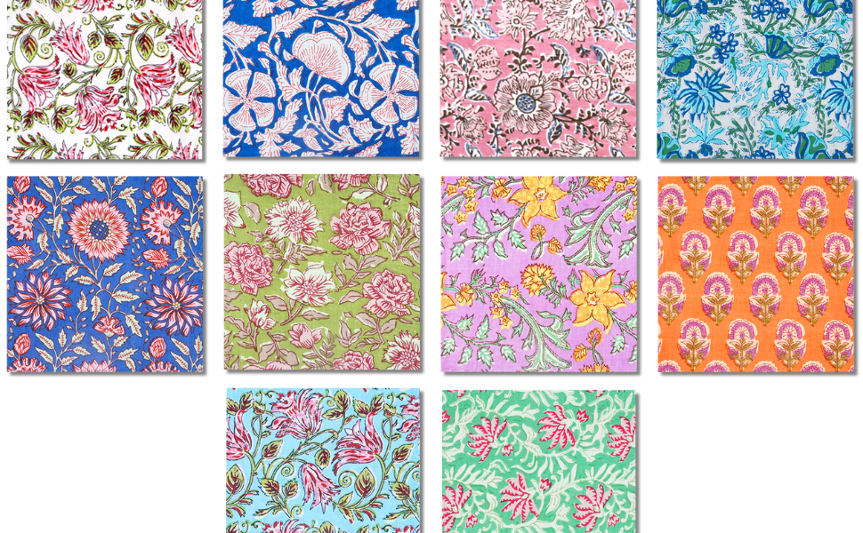 Pack Of 10 Cotton Floral Dinner Napkins 18'' - Set of 10