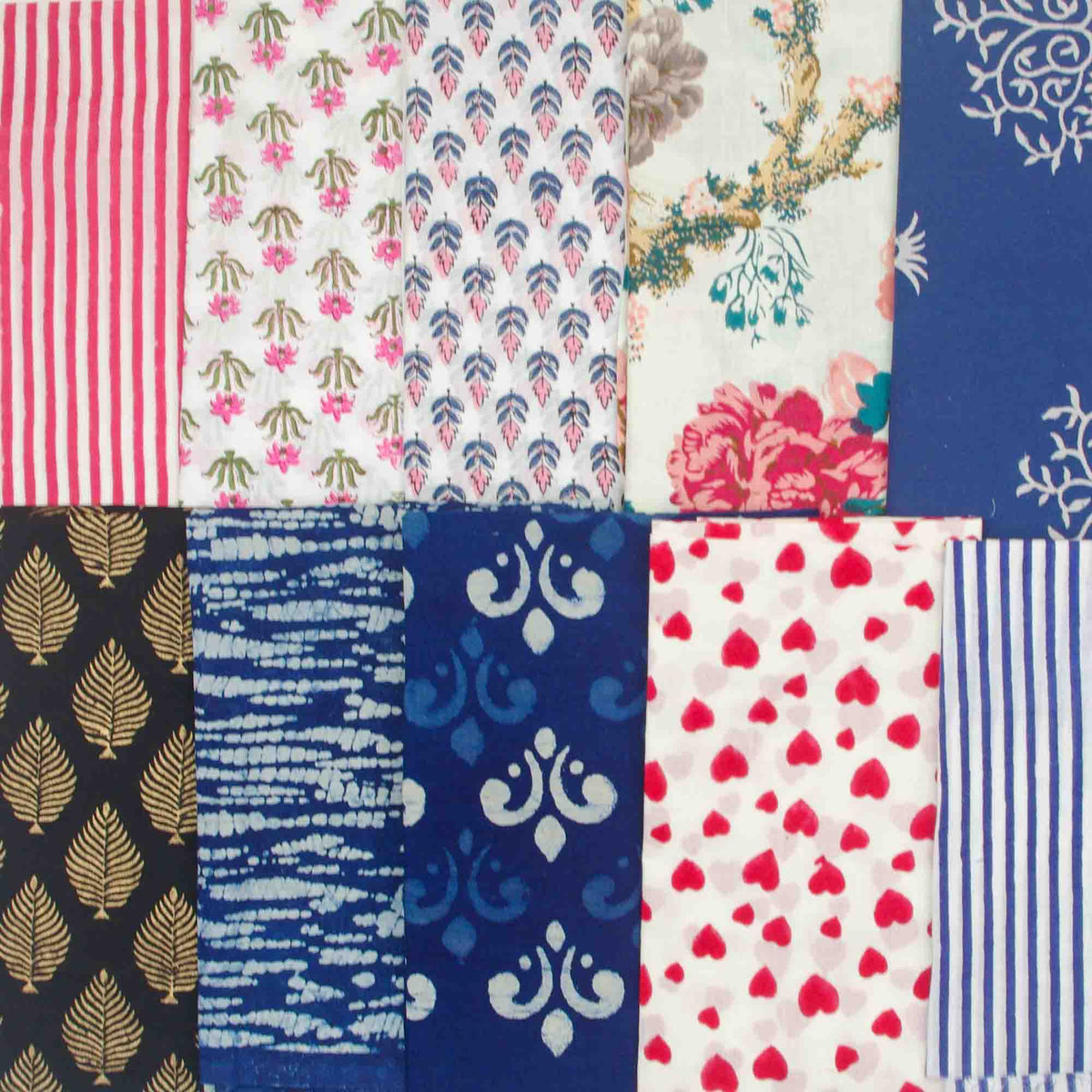10 X Half Meter Remnant Fabric Bundle 145