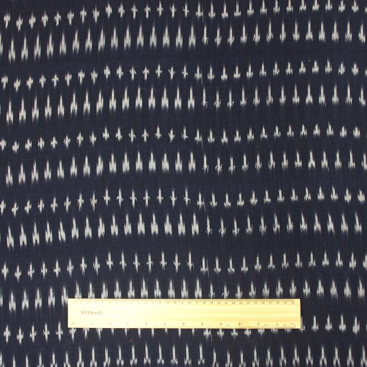 Ikat Hand Woven Cotton Fabric Design - Navy blue