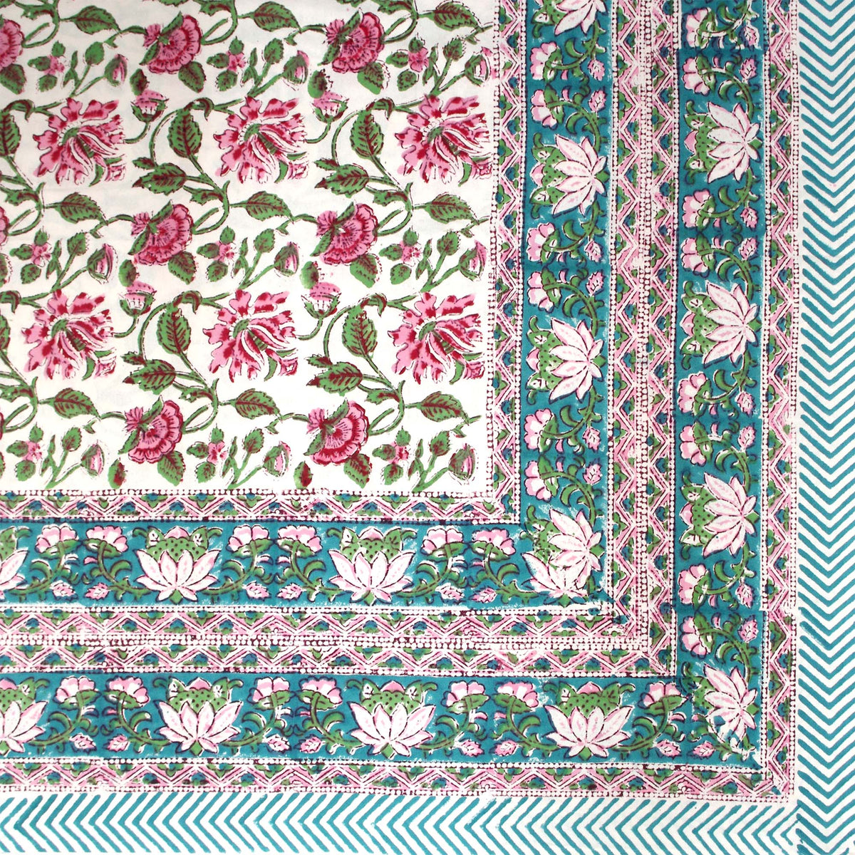 Pink Blooming Lotus Print Rectangle Tablecloth Table Cover