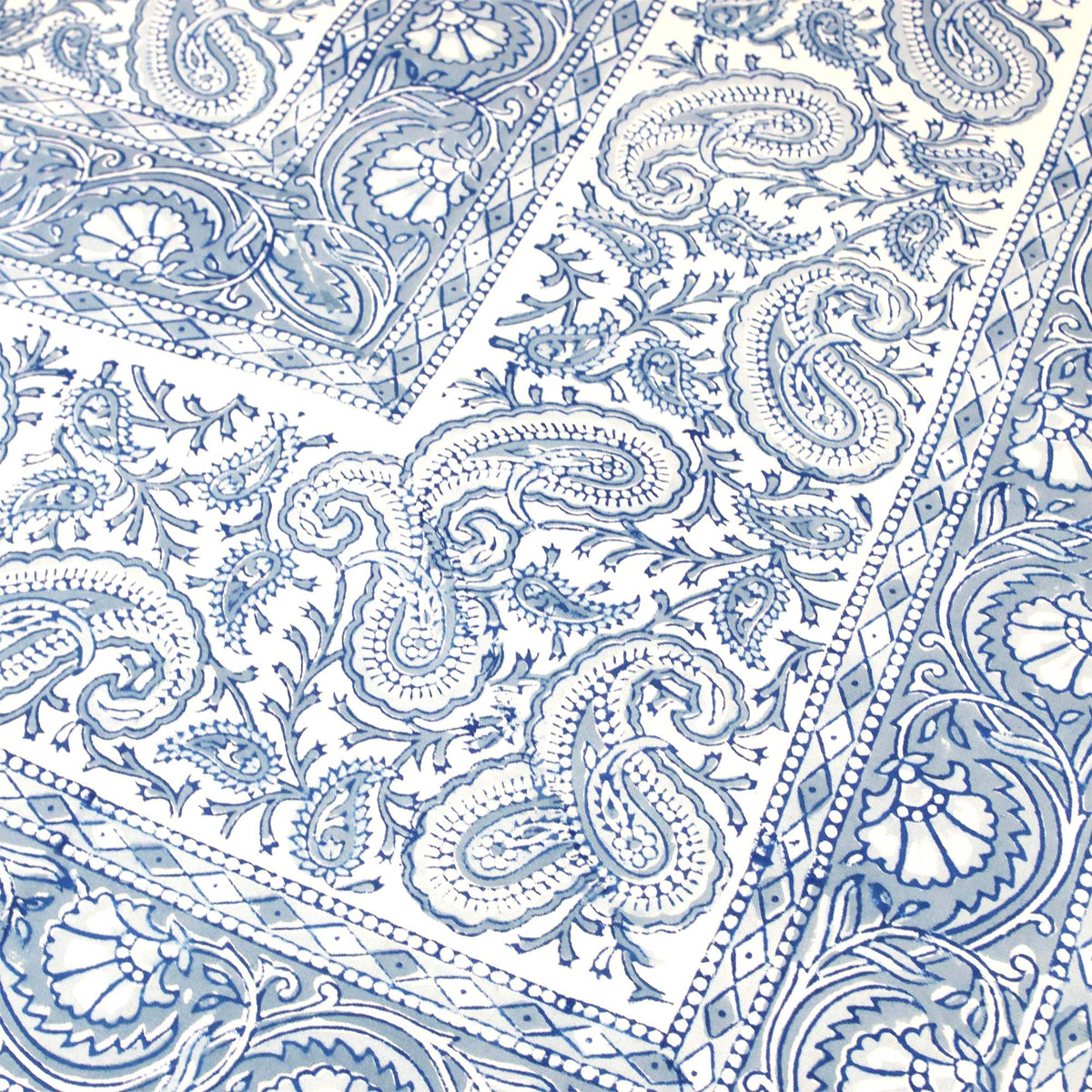 Blue & White Paisley Print Rectangle Tablecloth Table Cover