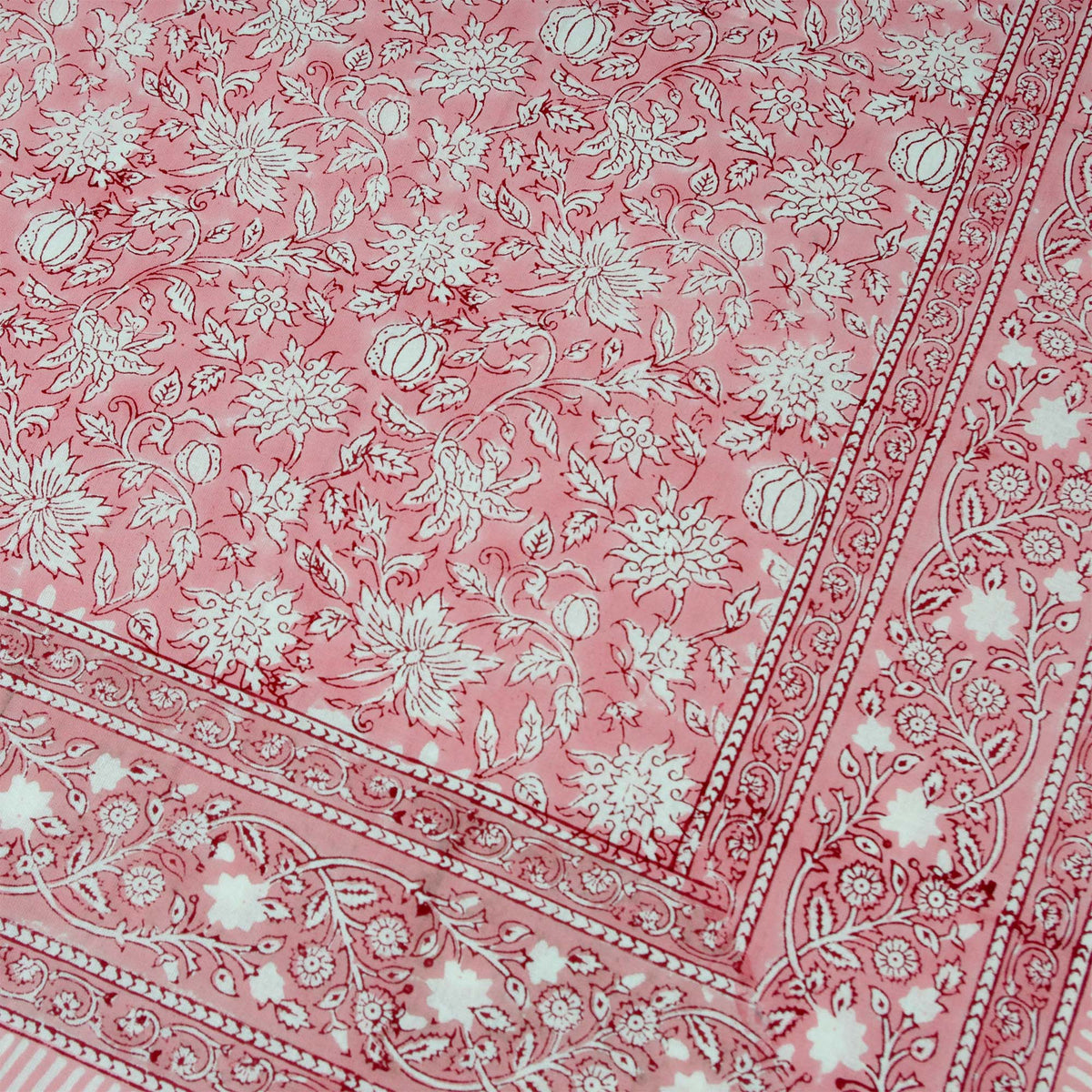 Pink Floral Jaal Print Rectangle Tablecloth Table Cover