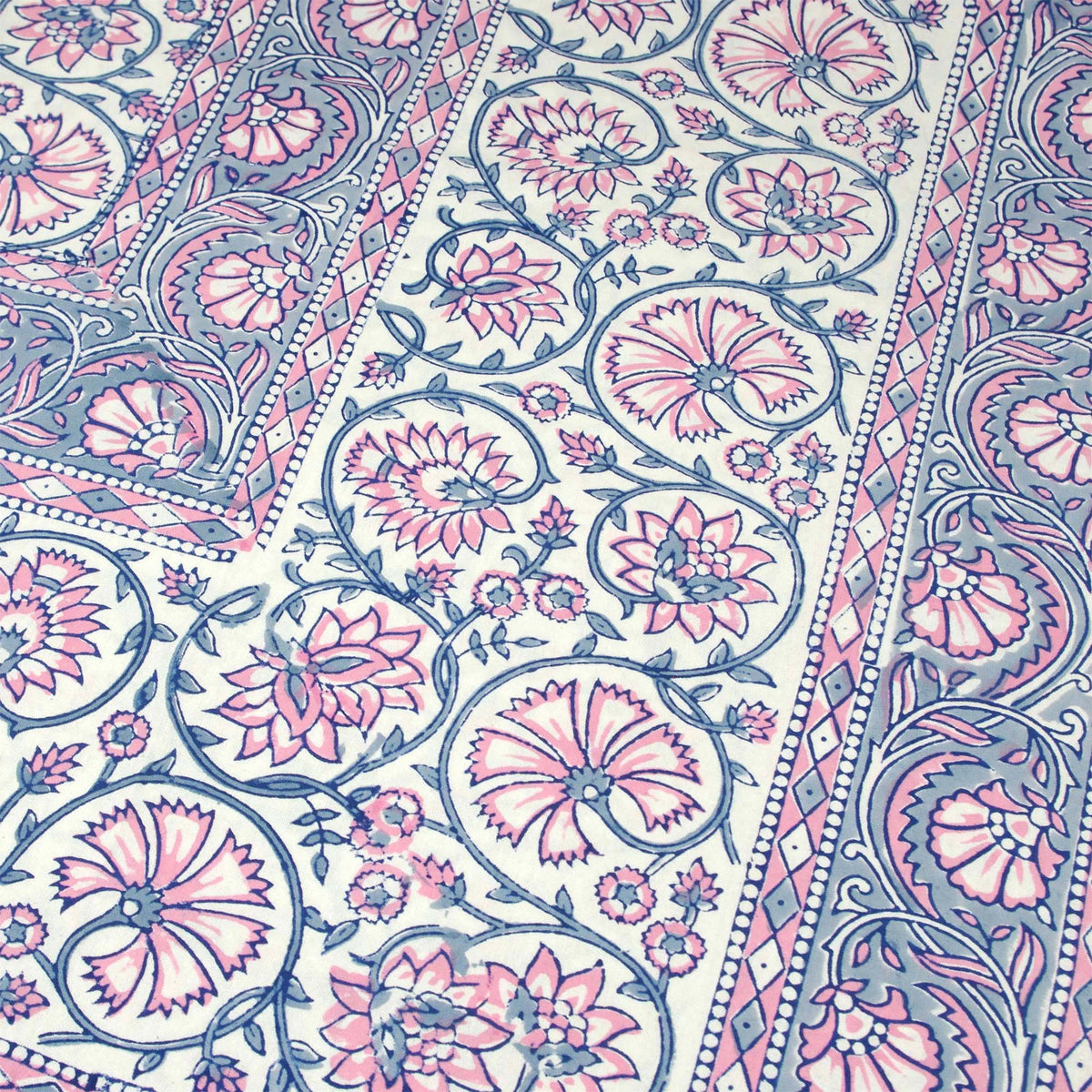Blue & Pink Floral Print Rectangle Tablecloth Table Cover
