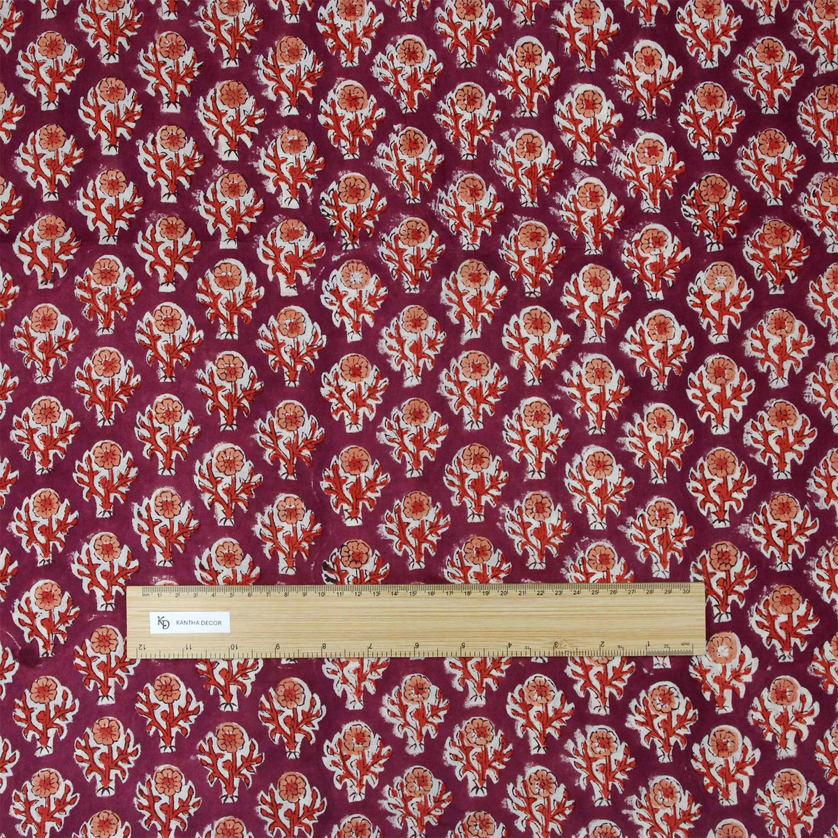 Indischer Handblockdruck Dunkelblaues Blumenmuster 100 % Baumwolle Damenkleid Stoffdesign 16