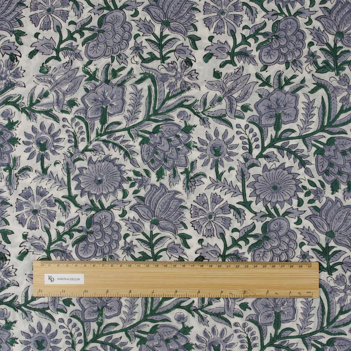 Indischer Handblockdruck Dunkelblaues Blumenmuster 100 % Baumwolle Damenkleid Stoffdesign 16