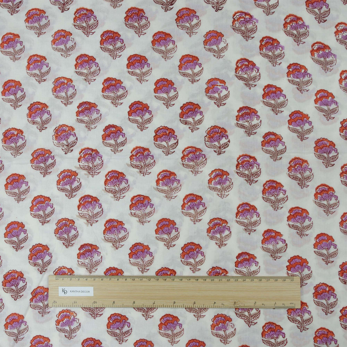 Indischer Handblockdruck Dunkelblaues Blumenmuster 100 % Baumwolle Damenkleid Stoffdesign 16