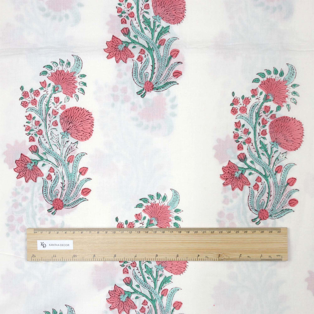 Indischer Handblockdruck Dunkelblaues Blumenmuster 100 % Baumwolle Damenkleid Stoffdesign 16