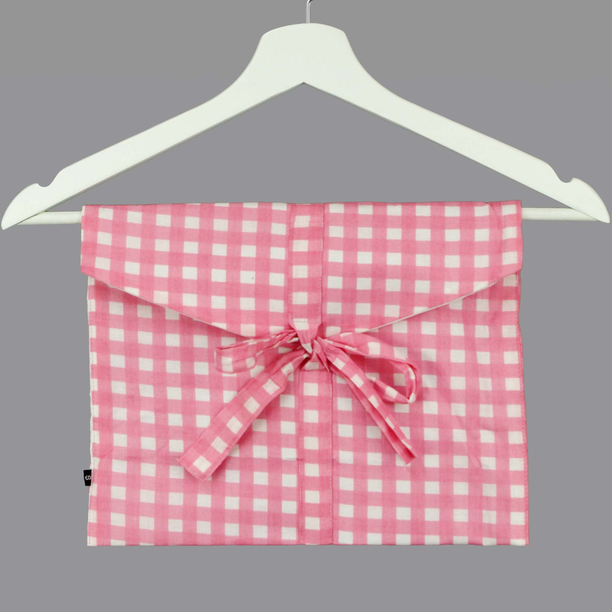 Langes bläulich-graues Pyjama-Set mit rosafarbenem Blumen-Blockdruck-Design