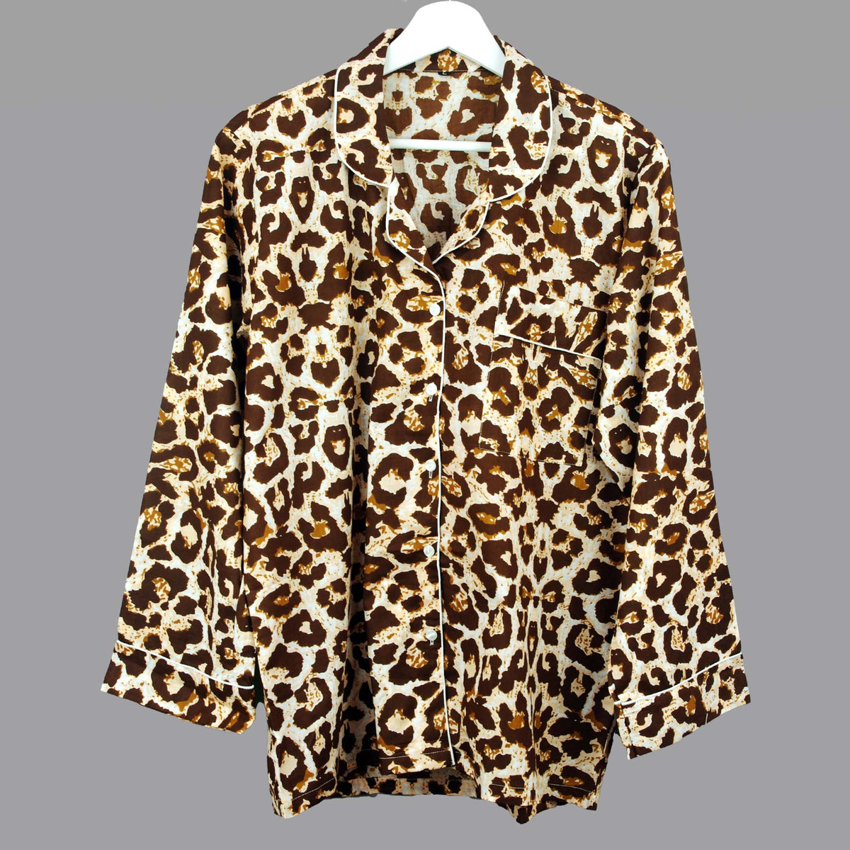 Long Cotton Pyjama Set - Leopard Print