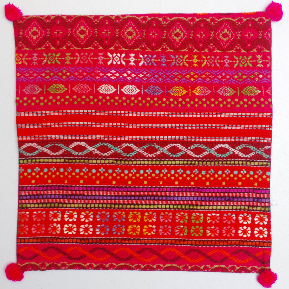 Bohemian Handloom Kissenbezug aus Baumwolle - Rosa Rot