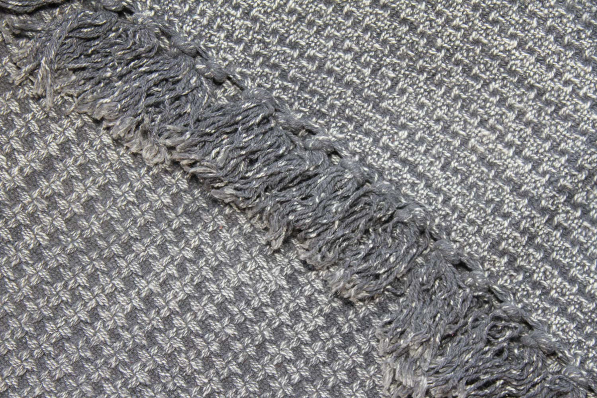 Cotton Handloom Plain Dye  Stonewash Throw- Grey