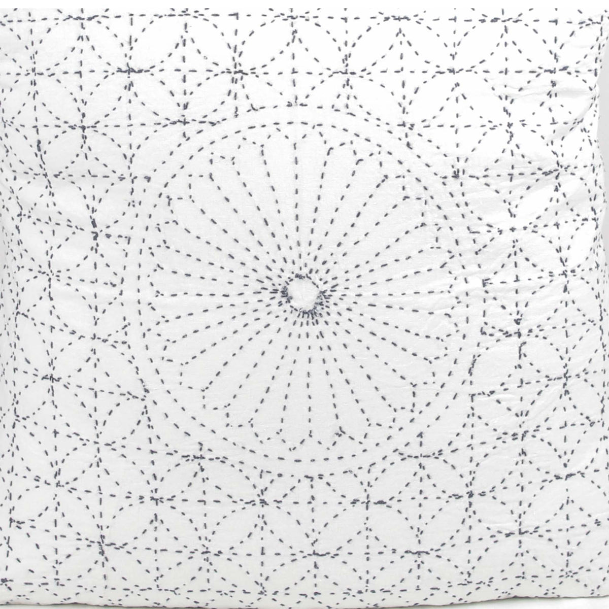 Nakshi Kantha Cushion Cover - White & Grey