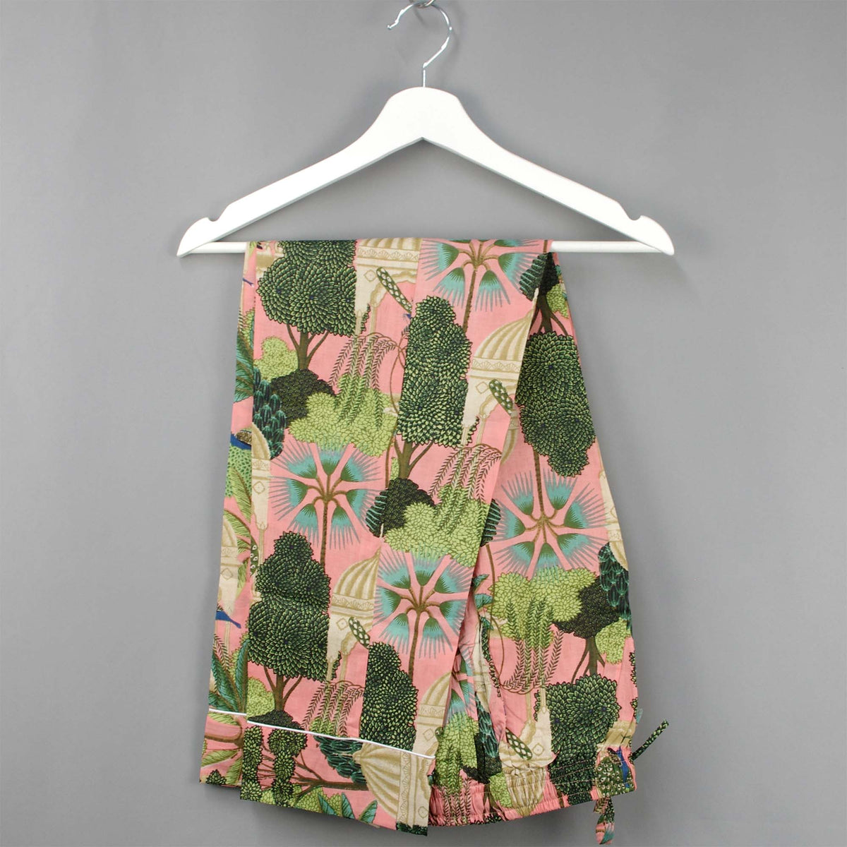 Long Cotton Pyjama Set - Peacock Print