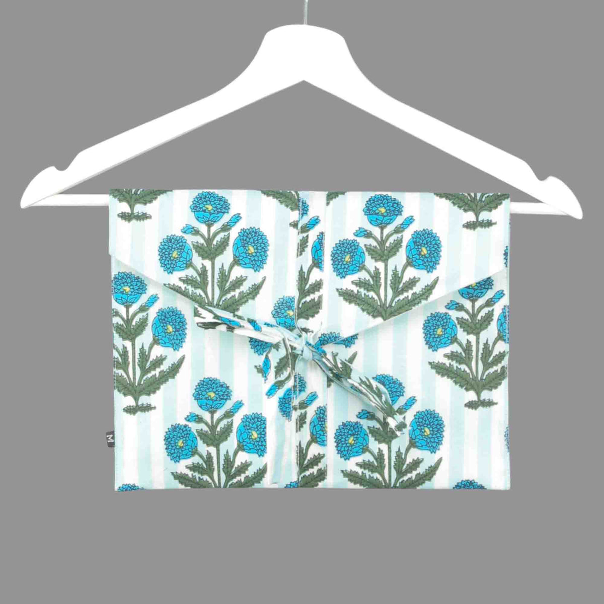 Long Cotton Pyjama Set - Blue Bloom Stripe