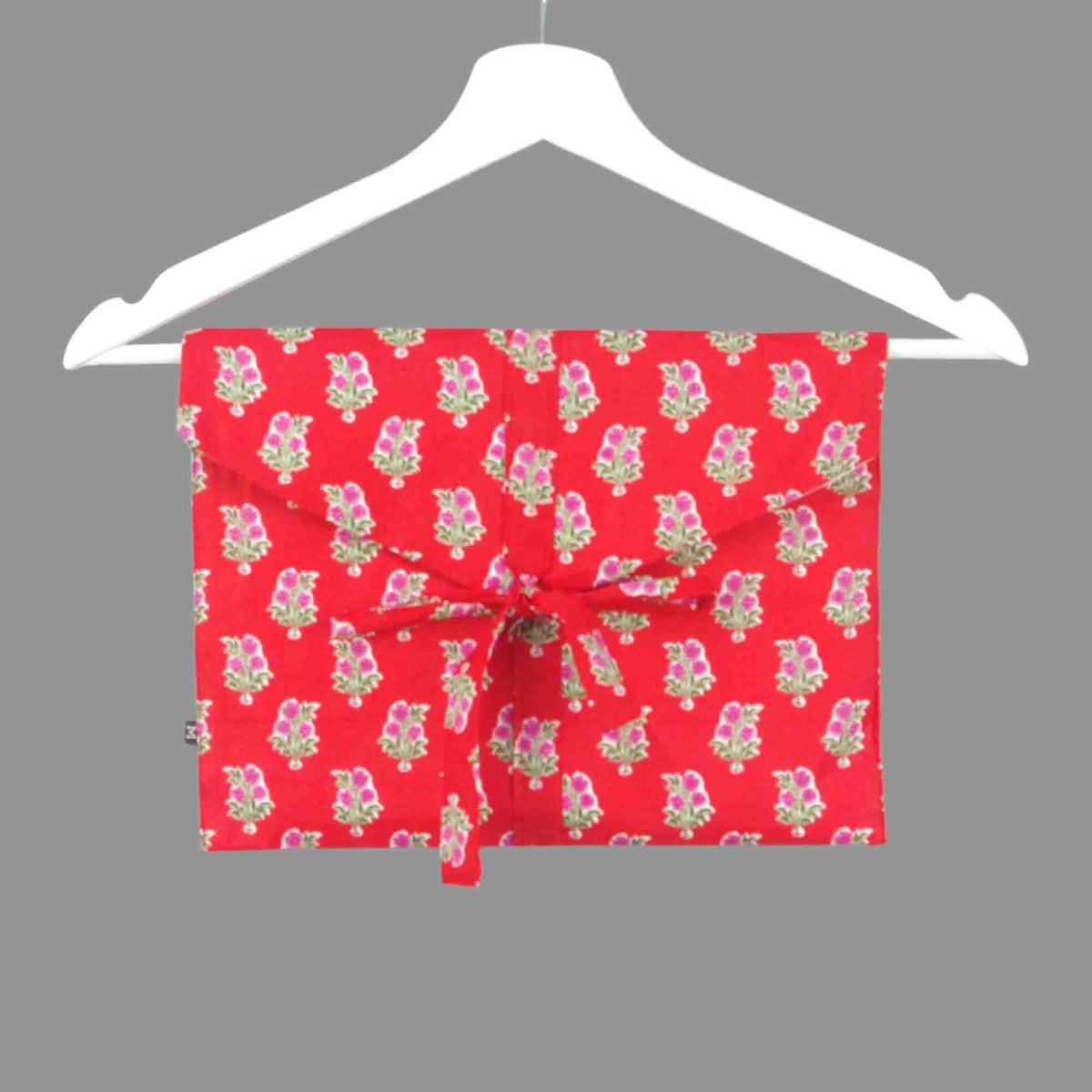 Long Cotton Pyjama Set - Red & Pink Floral