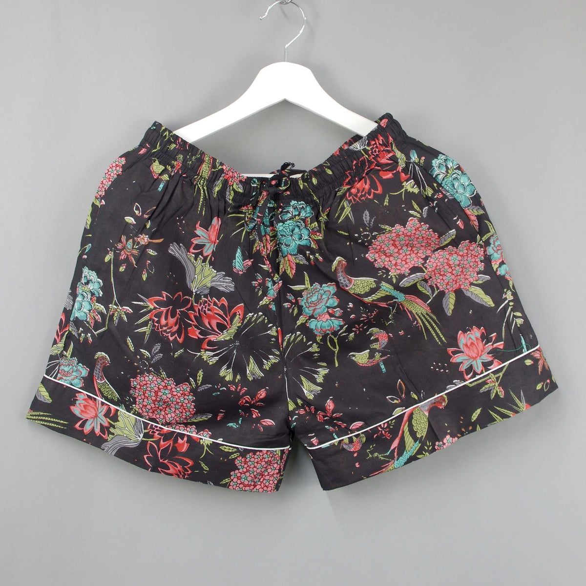Short Cotton PJ Set - Black Bird Print