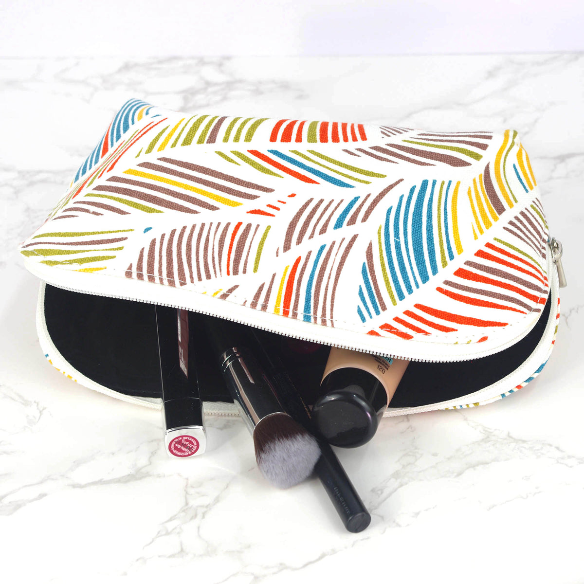 Canvas Wash Bag /Makeup Pouch - Multicolored Striped