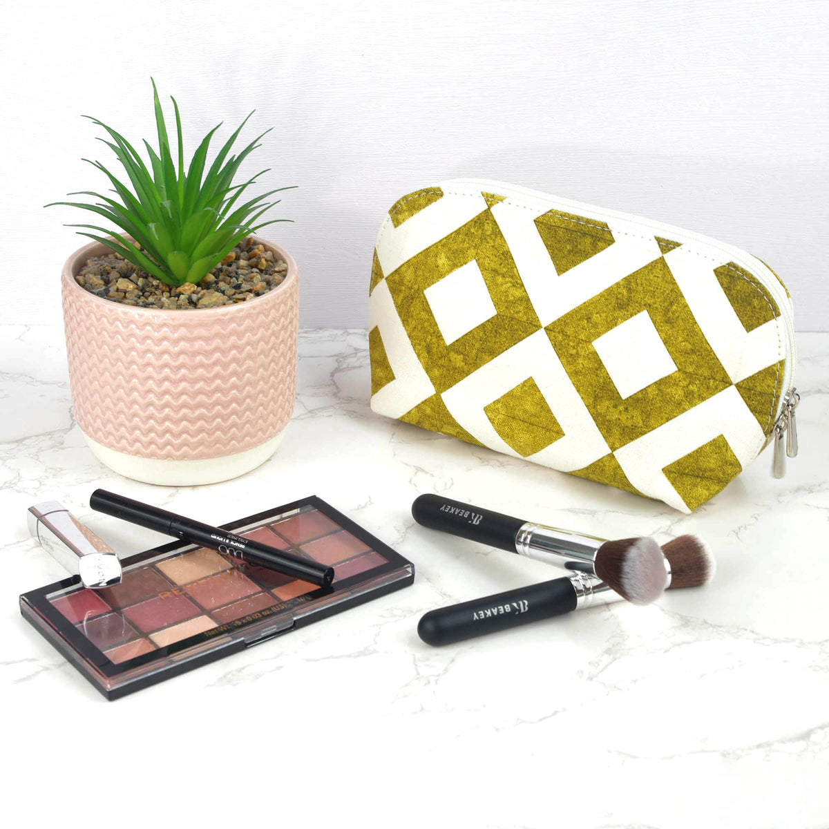Canvas Wash Bag /Makeup Pouch - Mustard Gold Square
