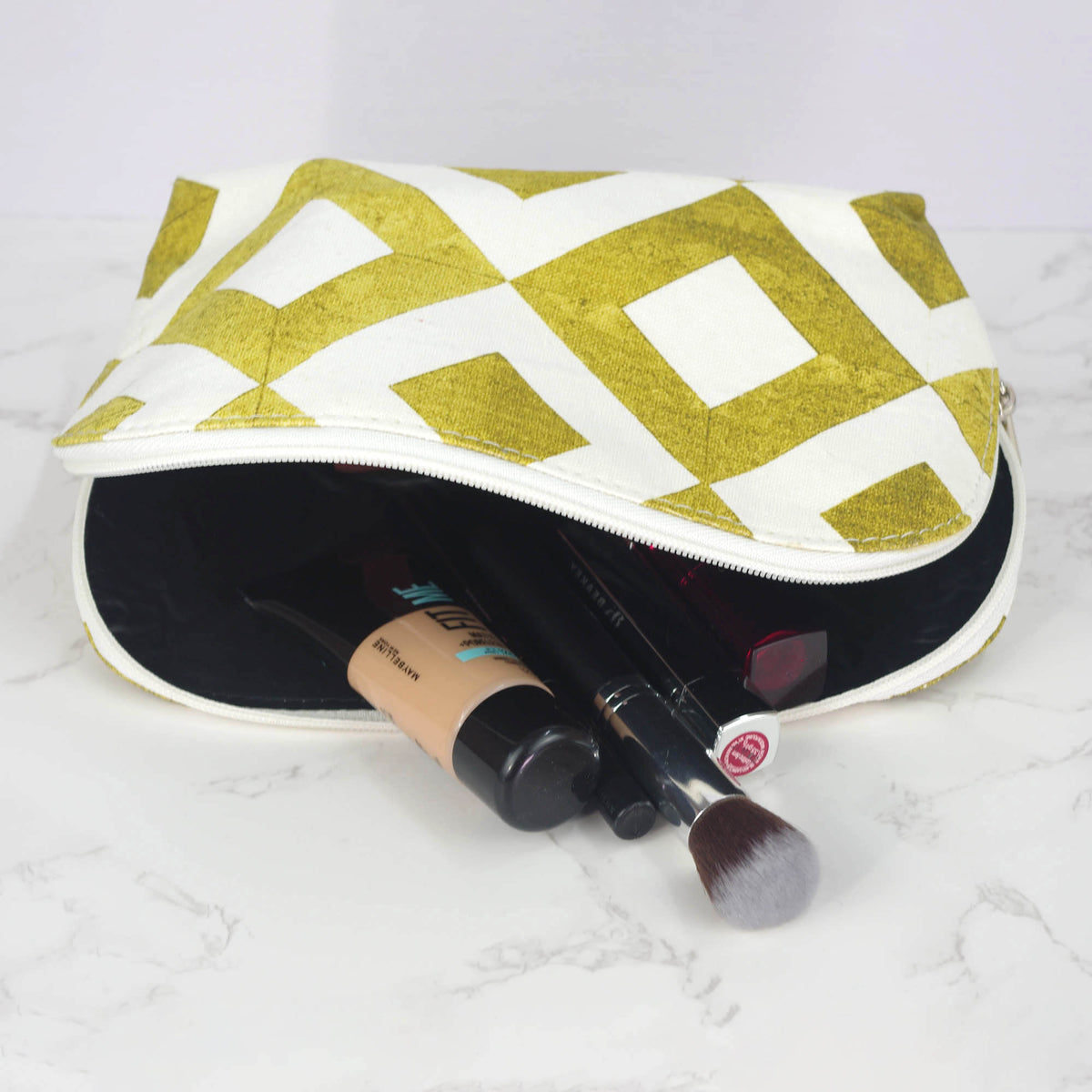 Canvas Wash Bag /Makeup Pouch - Mustard Gold Square