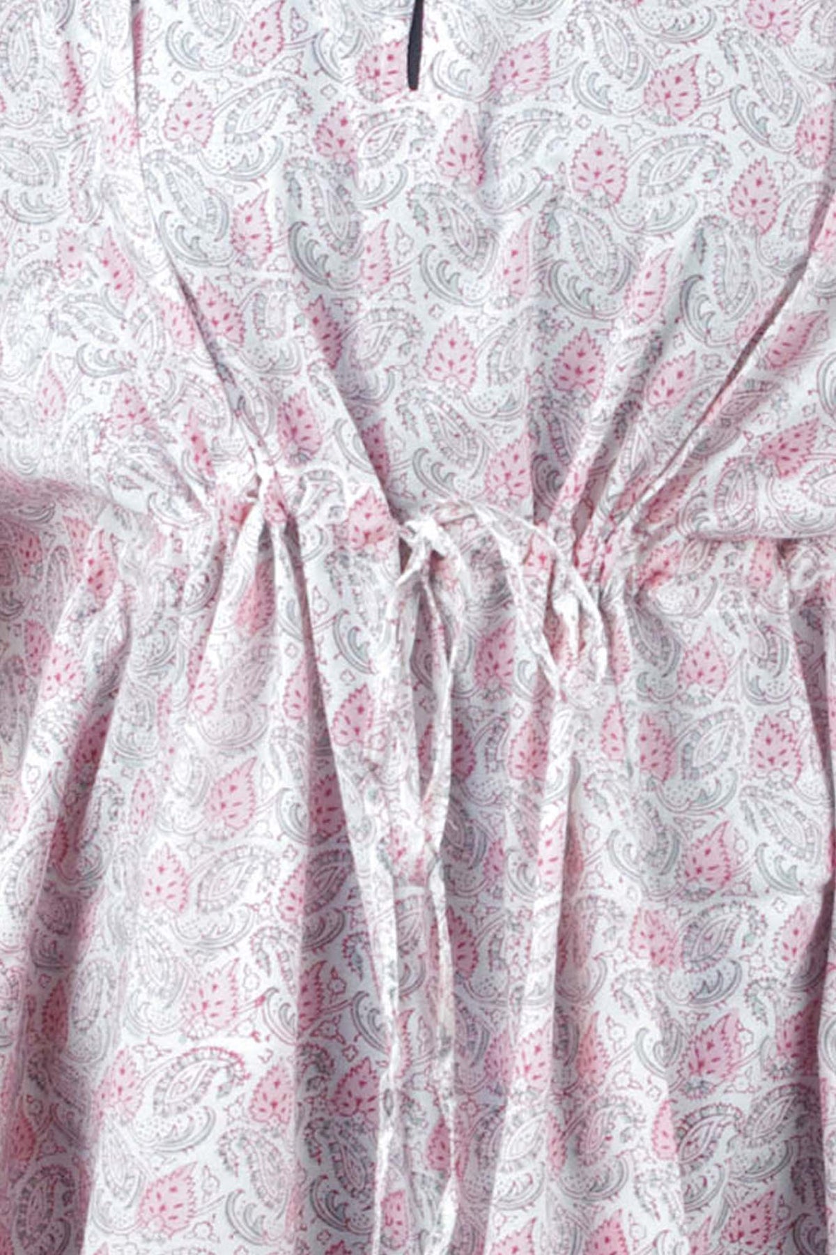 Block Printed Cotton Coverup / Kaftans - Pink Leaves