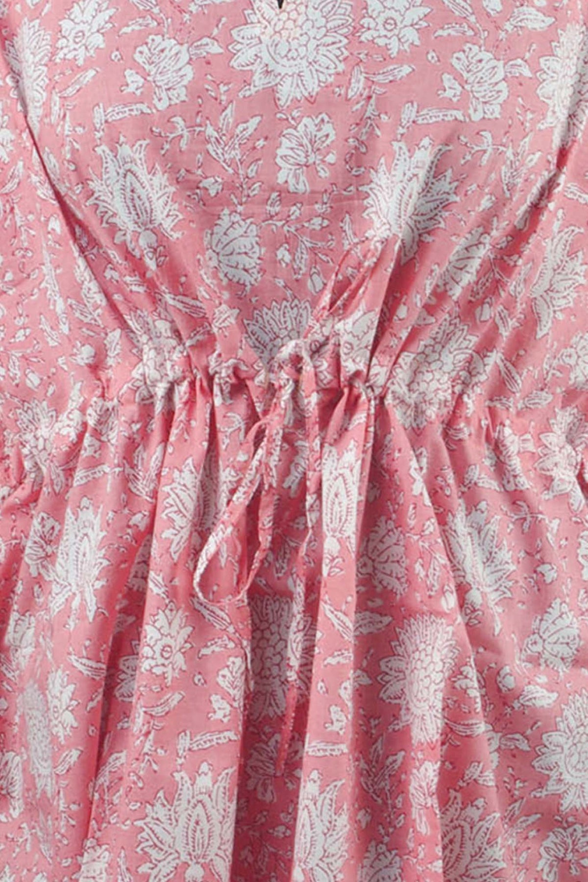 Block Printed Cotton Coverup / Kaftans - Carnation