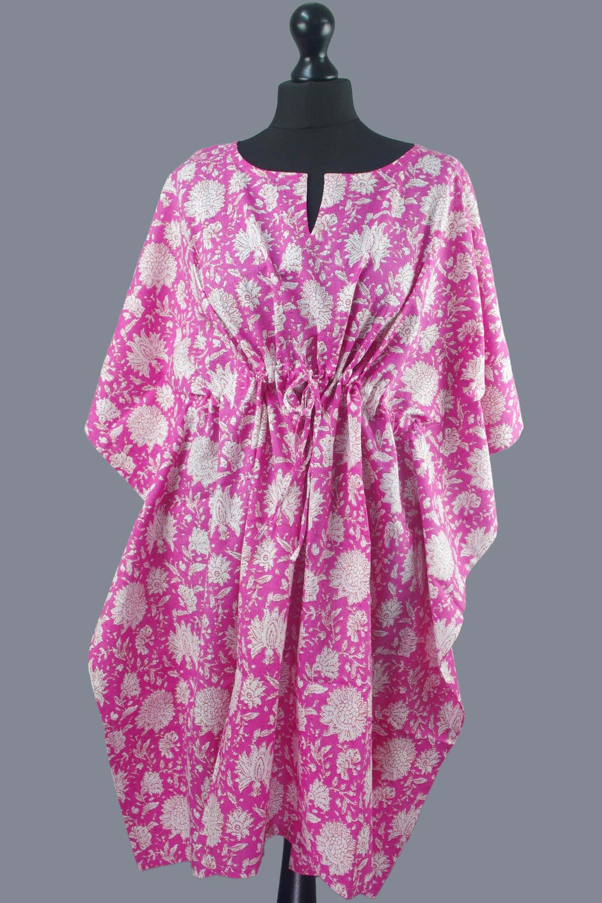 Block Printed Cotton Coverup / Kaftans - Pink Celebrations