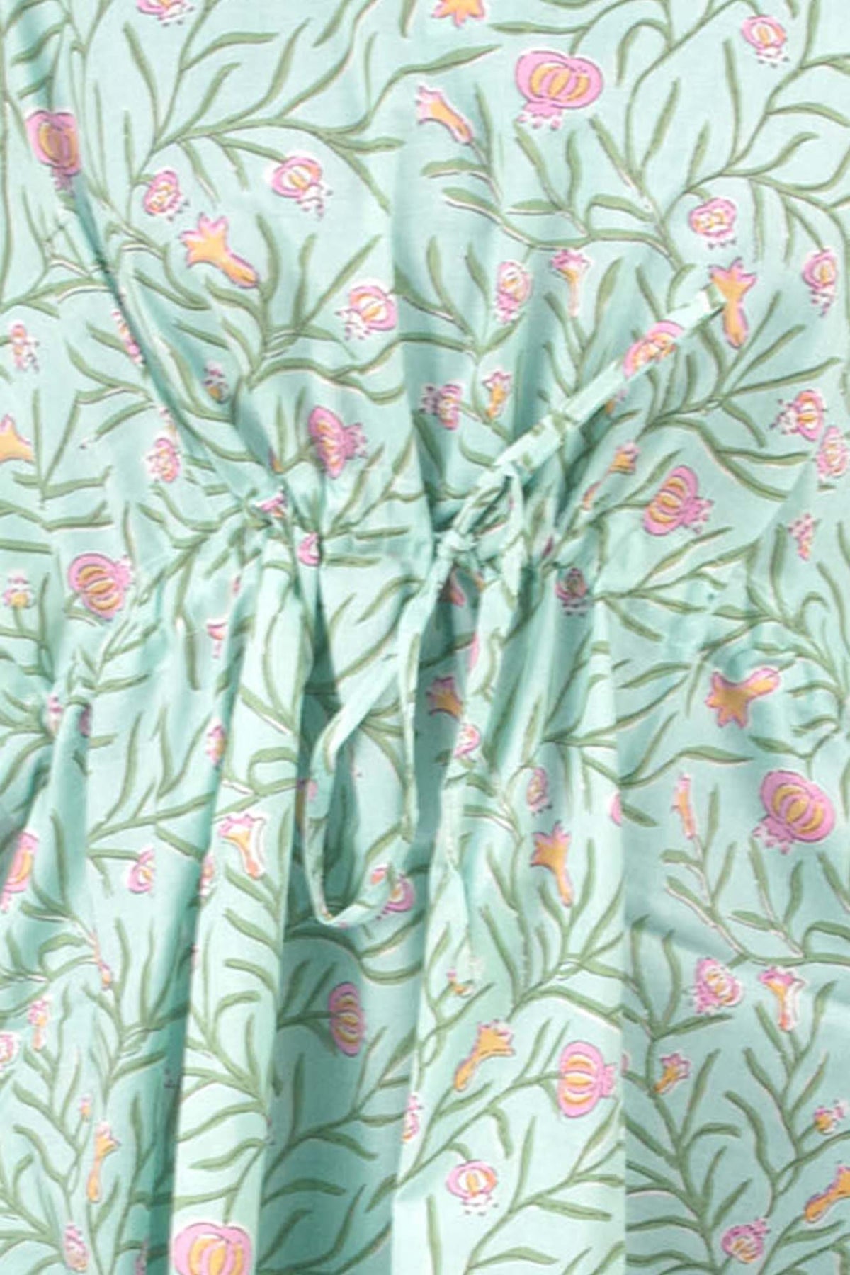 Block Printed Cotton Coverup / Kaftans - Minty Pomegranate