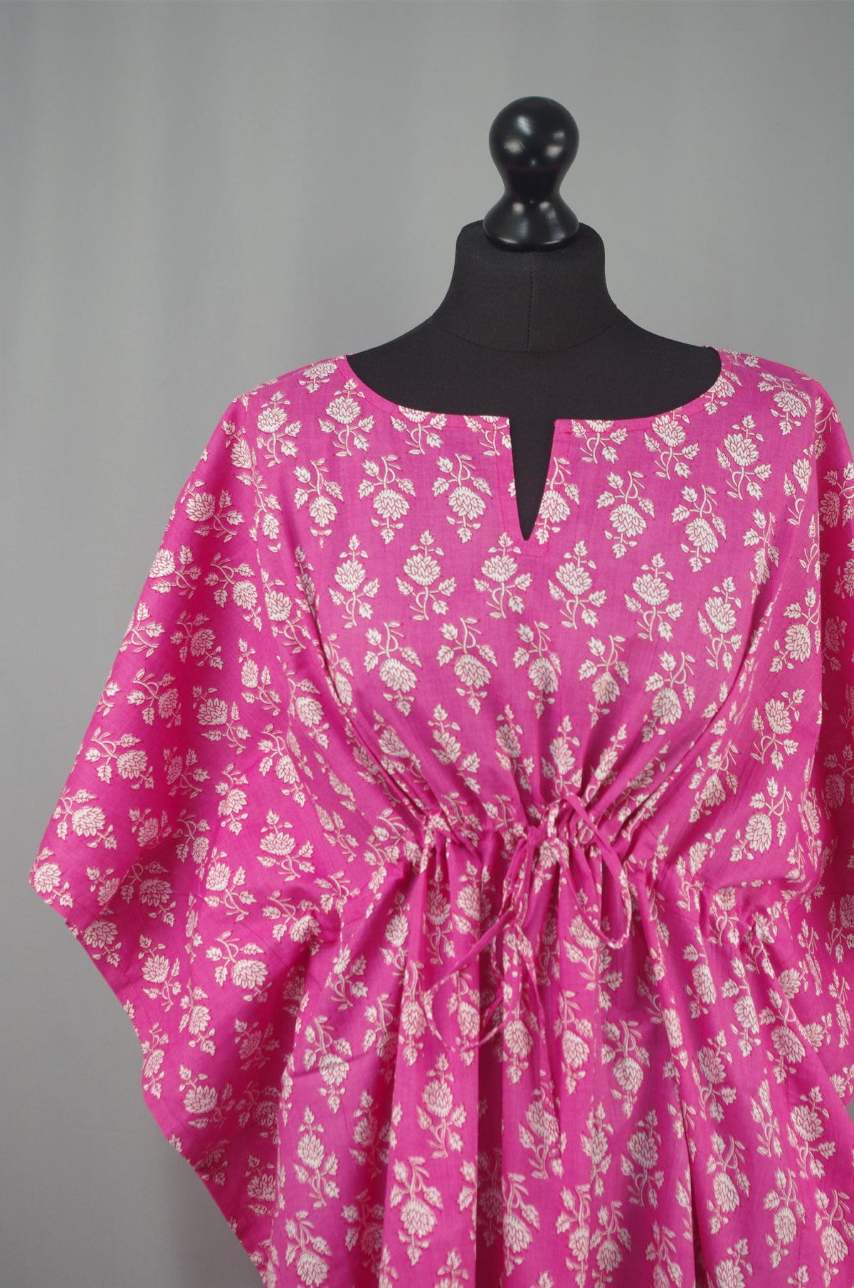 Block Printed Cotton Coverup / Kaftans - Pink Floral