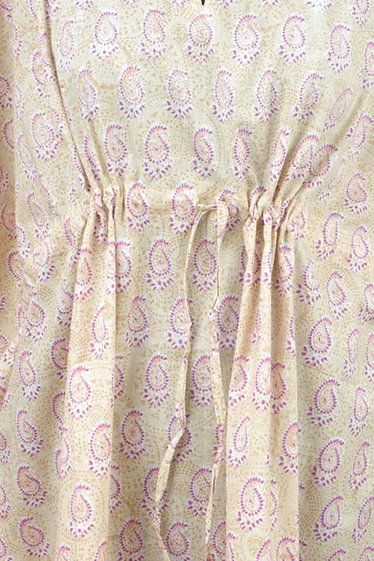 Blockbedruckter Baumwoll-Coverup / Kaftans - Blaue Blätter