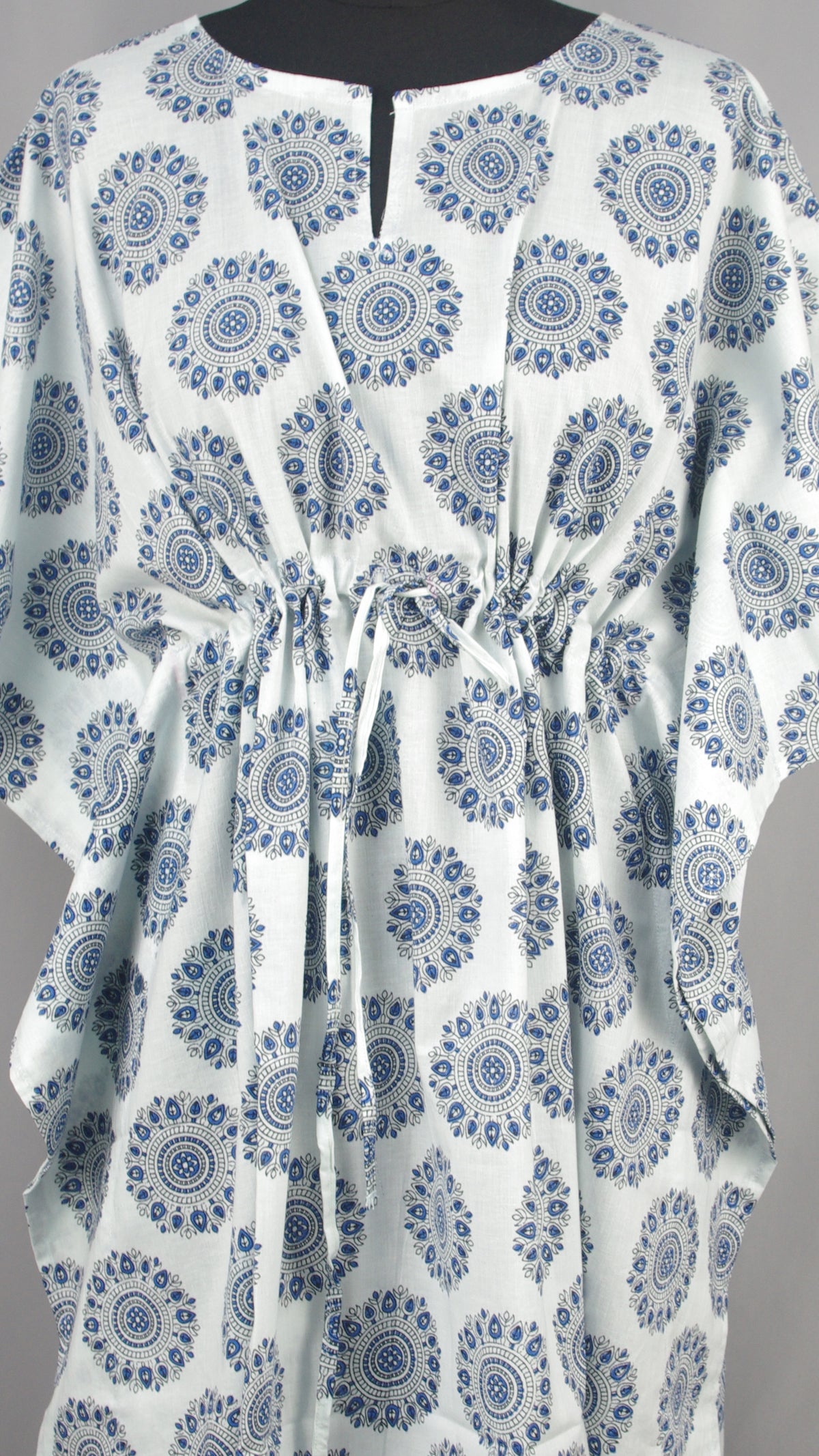 Block Printed Cotton Coverup / Kaftans - Blue Mandala