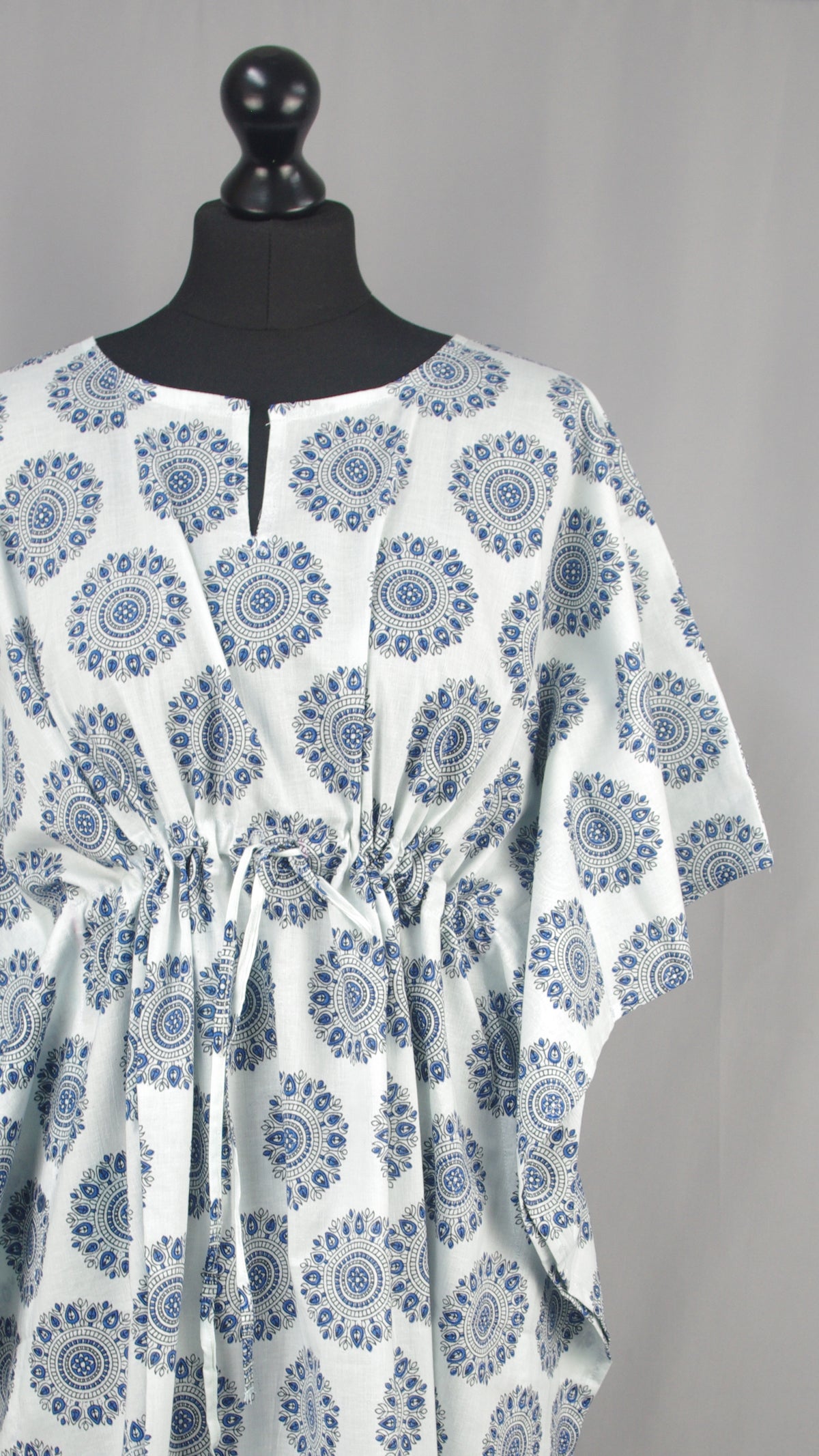 Block Printed Cotton Coverup / Kaftans - Blue Mandala