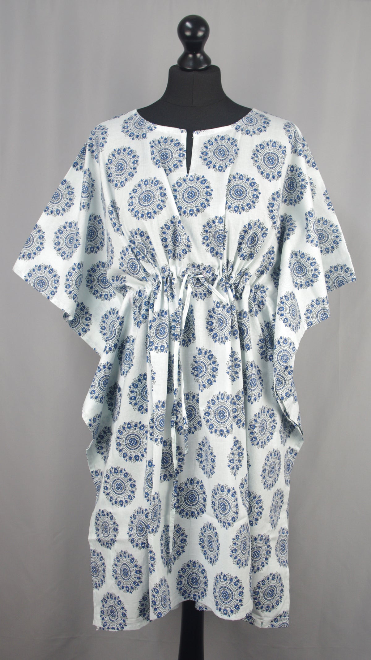 Block Printed Cotton Coverup / Kaftans - Blue Mandala