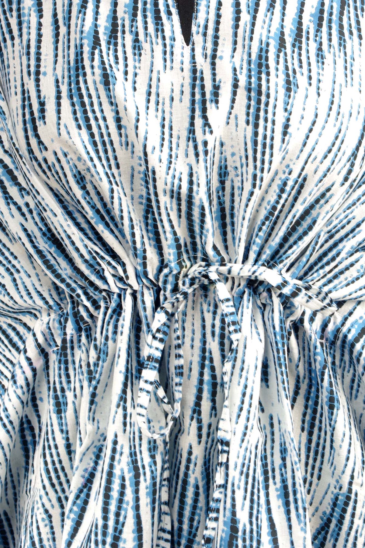 Block Printed Cotton Coverup / Kaftans - Blue & White Shibori Print