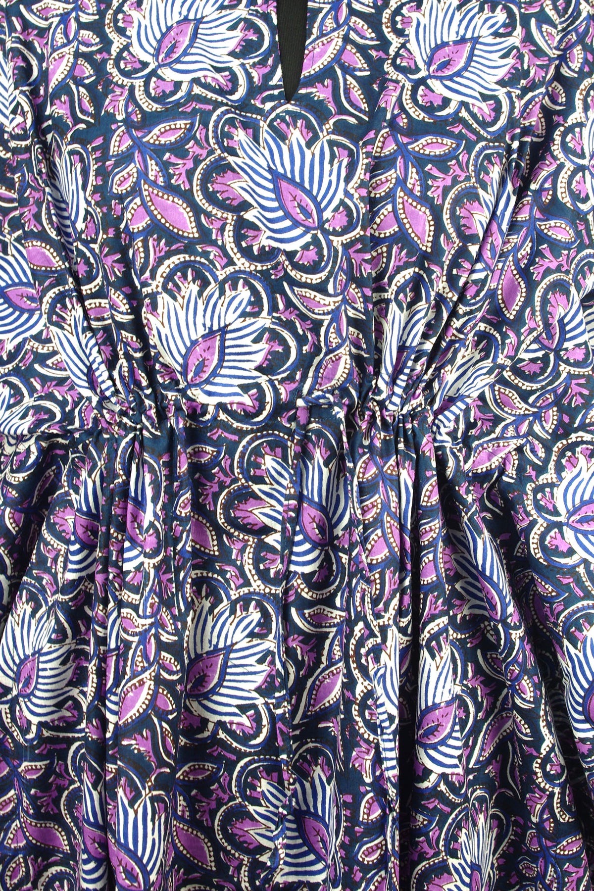 Cotton Long Kaftan - Purple Blue Paisley