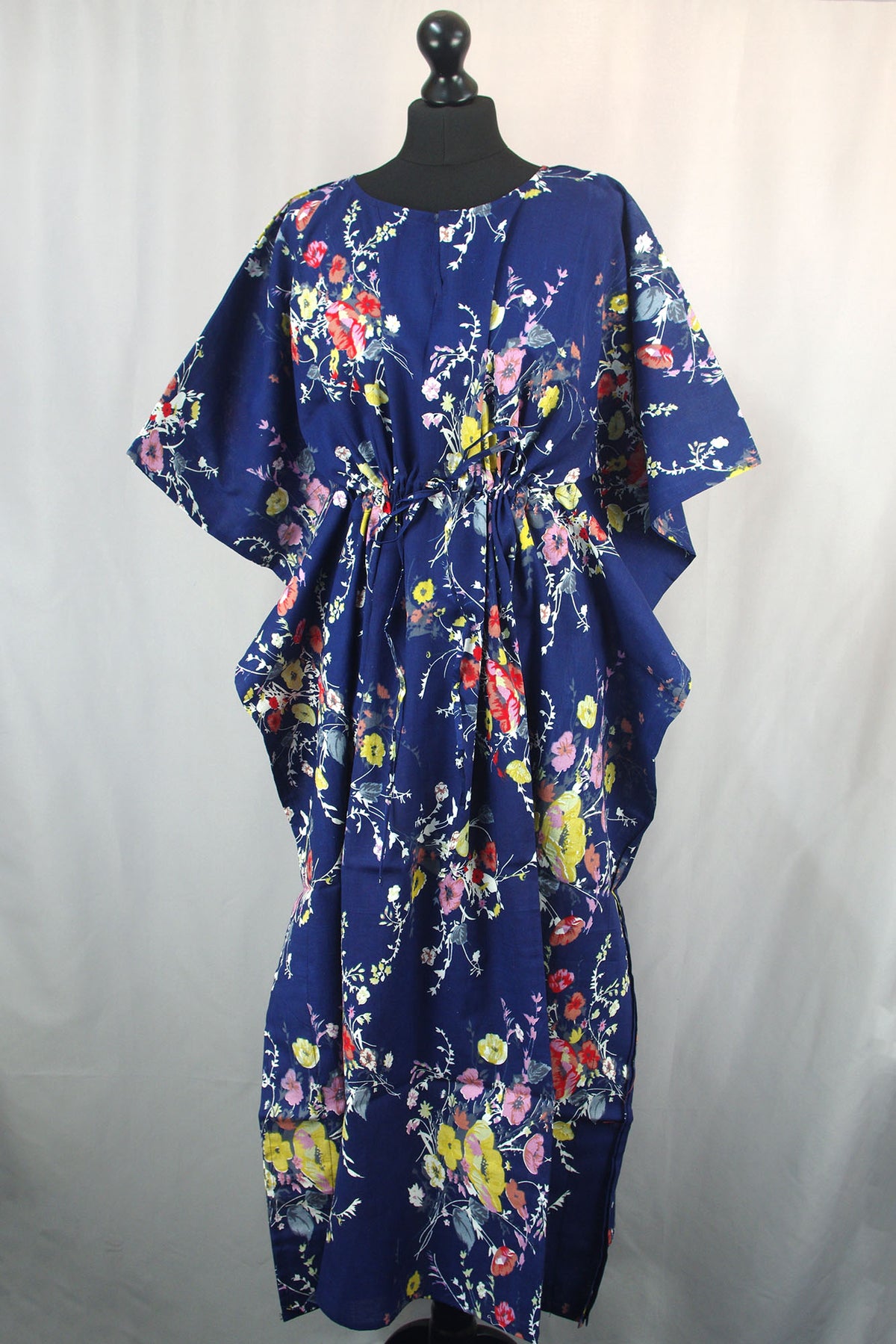 Cotton Long Kaftan -Botanical Navy Blue